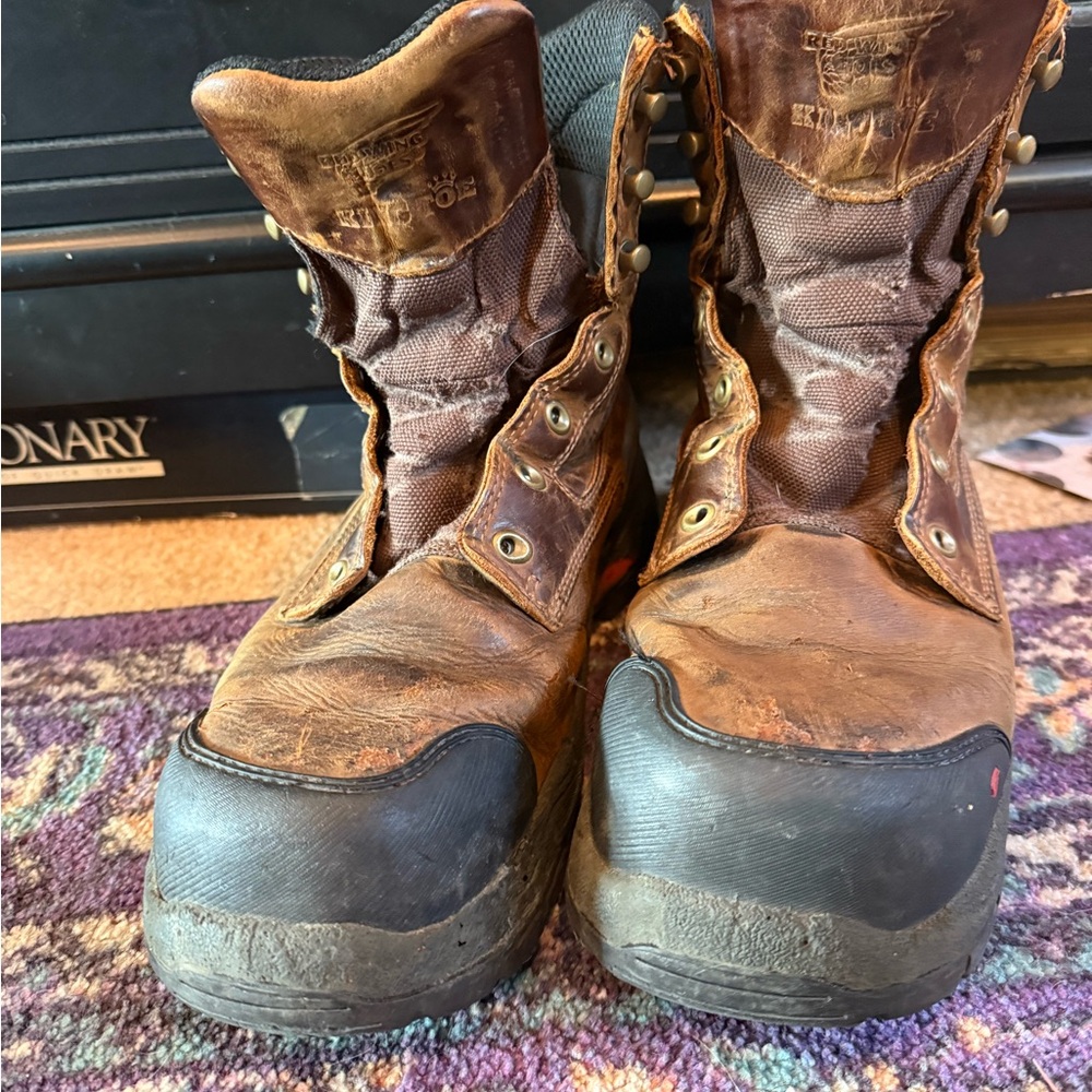 Red wing steel toe saftey Brown Leather Work Boots